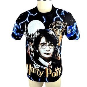Streetcouture Harry Potter AOP T-shirt Size Medium Black Graphic